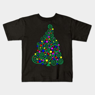 Doodle Christmas Tree-Green, Kids T-Shirt